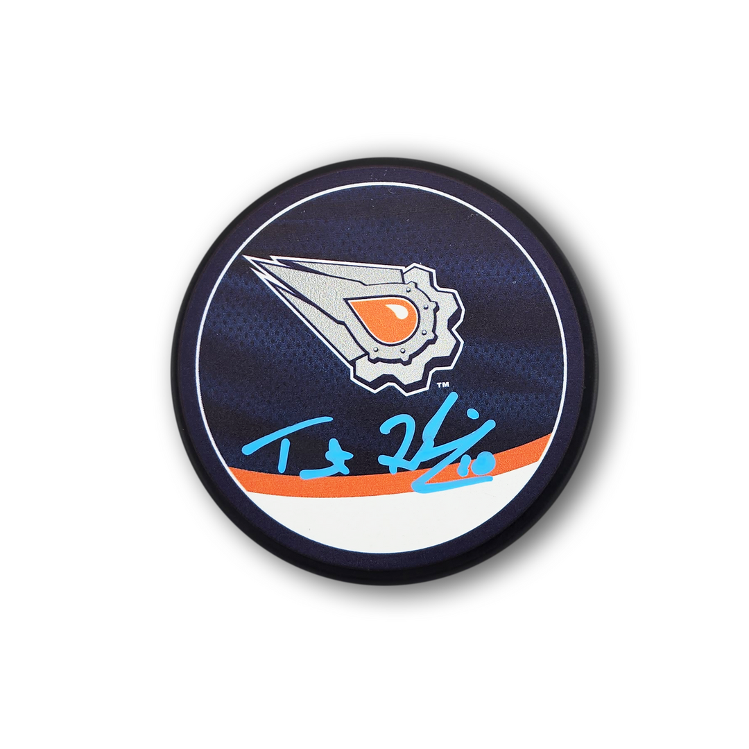Trent Frederic Autographed Edmonton Oilers Reverse Retro Hockey Puck