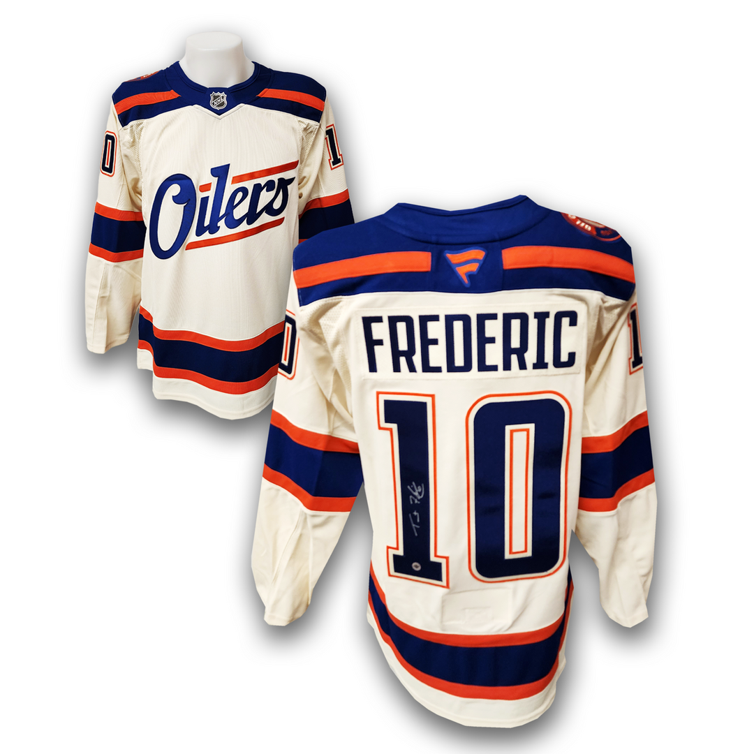 Trent Frederic Autographed Edmonton Oilers Alternate Fanatics Premium Jersey
