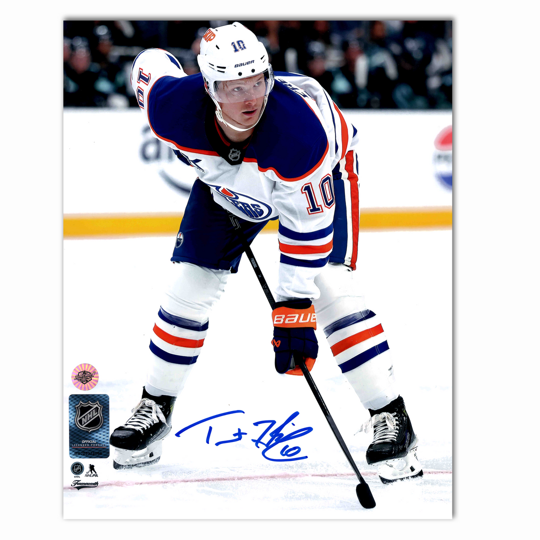 Trent Frederic Autographed Edmonton Oilers Away 8x10 Photo