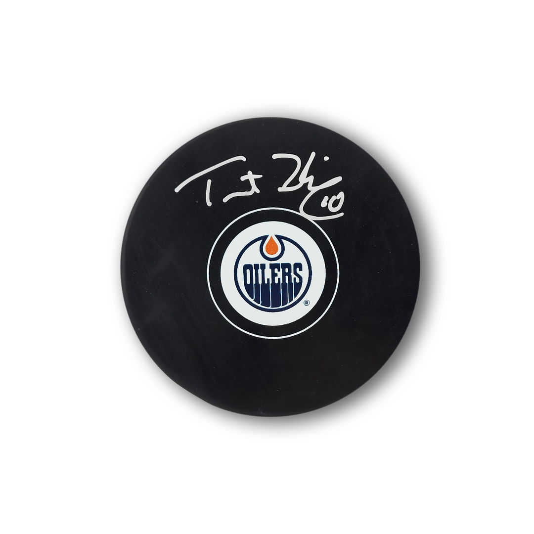 Trent Frederic Autographed Edmonton Oilers Hockey Puck