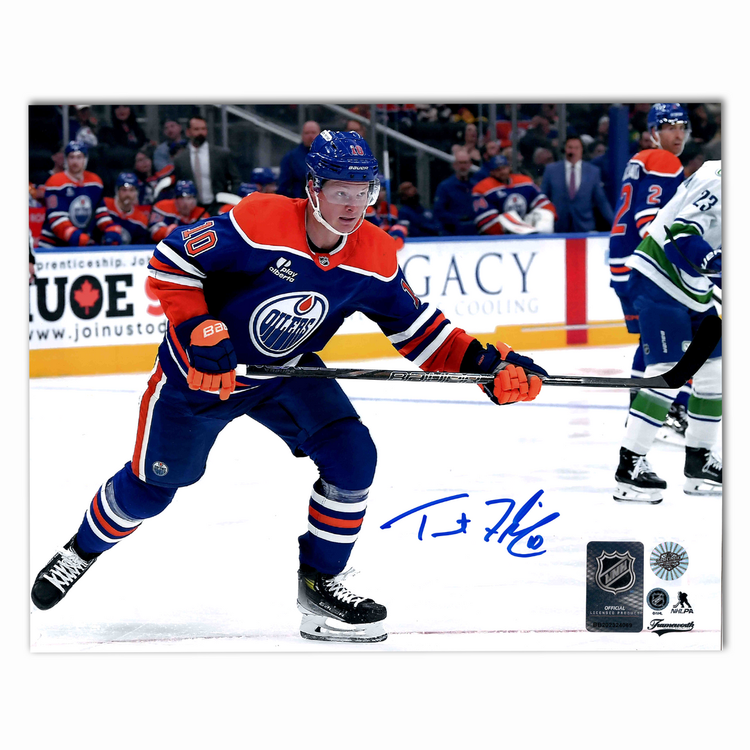 Trent Frederic Autographed Edmonton Oilers Home Horizontal 8x10 Photo