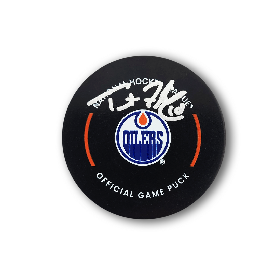 Trent Frederic Autographed Edmonton Oilers Official Hockey Puck