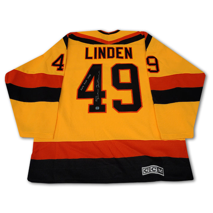 Trevor Linden Vancouver Canucks Yellow CCM Jersey Inscribed 2nd Pick 1988
