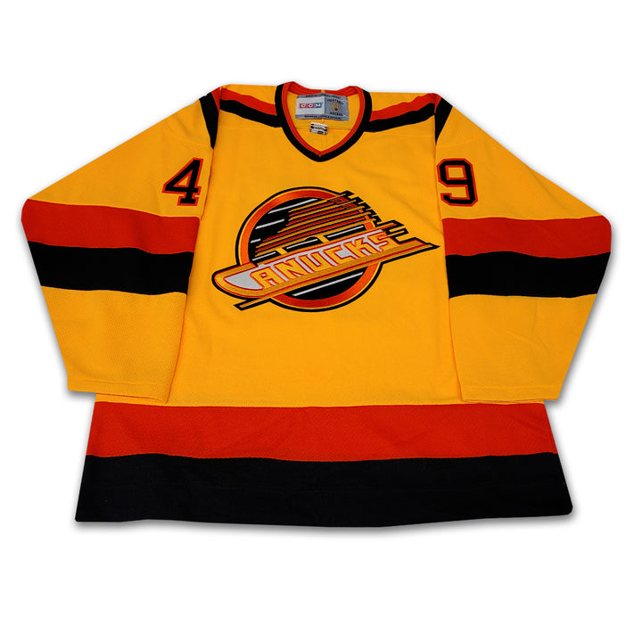 Trevor Linden Vancouver Canucks Yellow CCM Jersey Inscribed 2nd Pick 1988