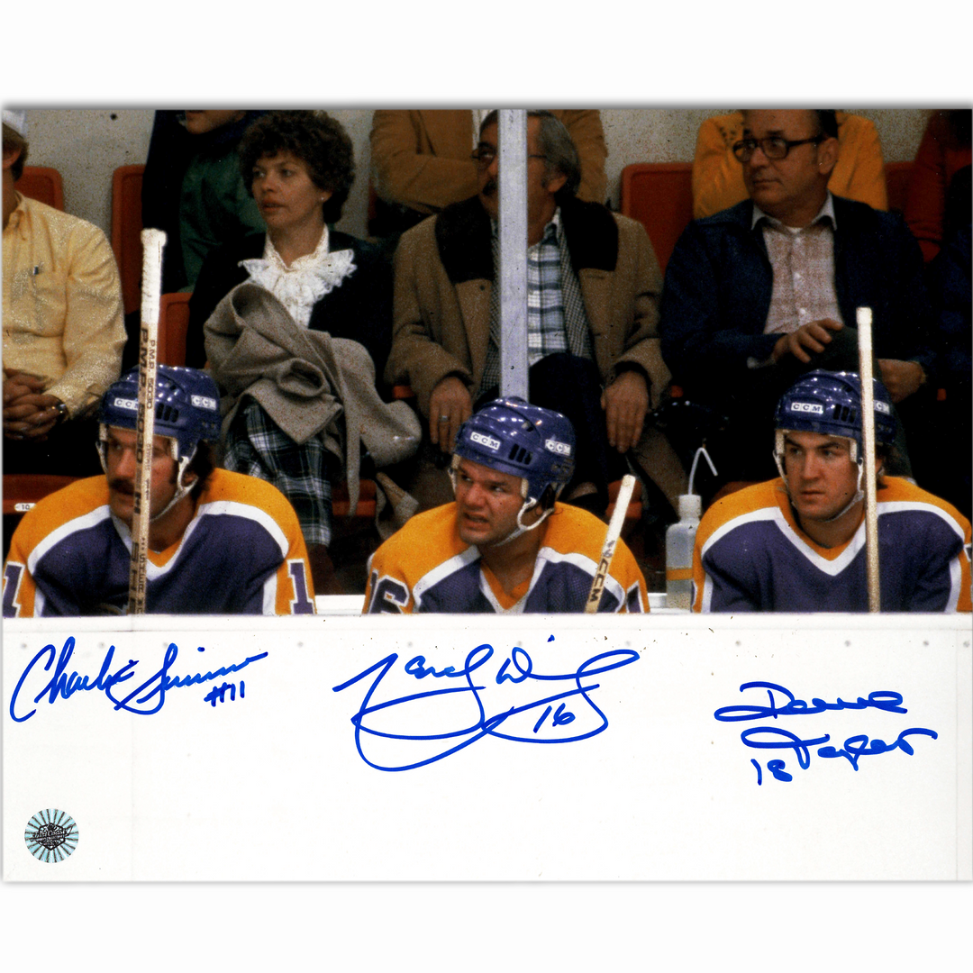 Triple Crown Line Autographed Los Angeles Kings Bench 8x10 Photo