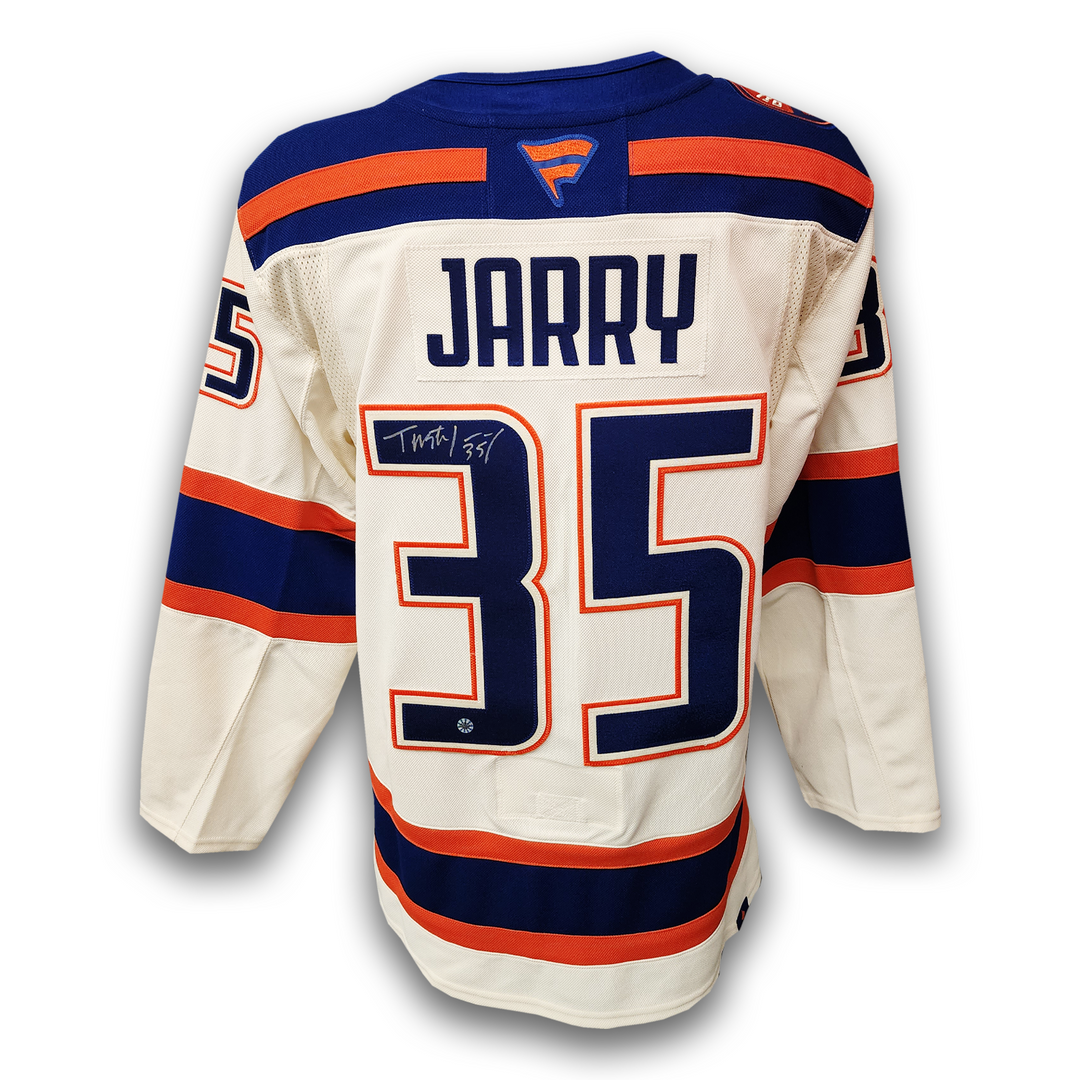 Tristan Jarry Autographed Edmonton Oilers Alternate Fanatics Premium Jersey