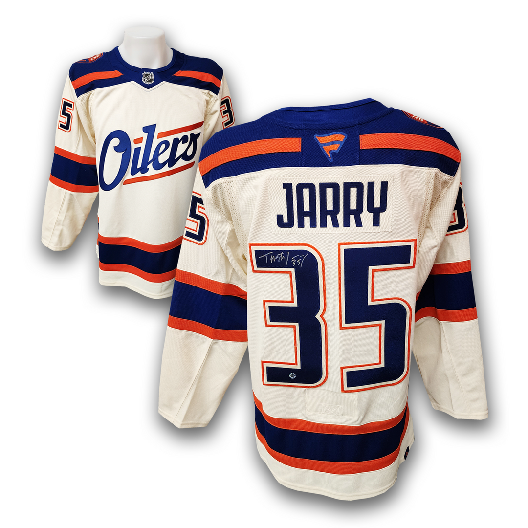 Tristan Jarry Autographed Edmonton Oilers Alternate Fanatics Premium Jersey