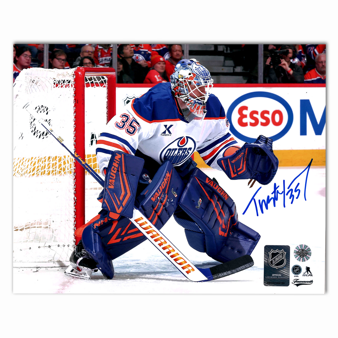 Tristan Jarry Autographed Edmonton Oilers Away Horizontal 8x10 Photo