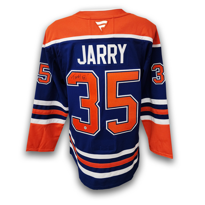 Tristan Jarry Autographed Edmonton Oilers Home Fanatics Premium Jersey