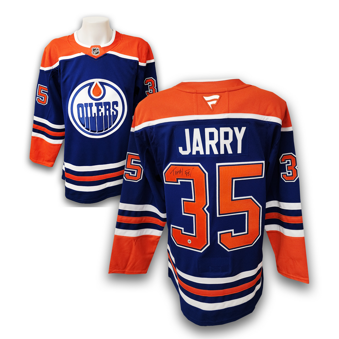 Tristan Jarry Autographed Edmonton Oilers Home Fanatics Premium Jersey