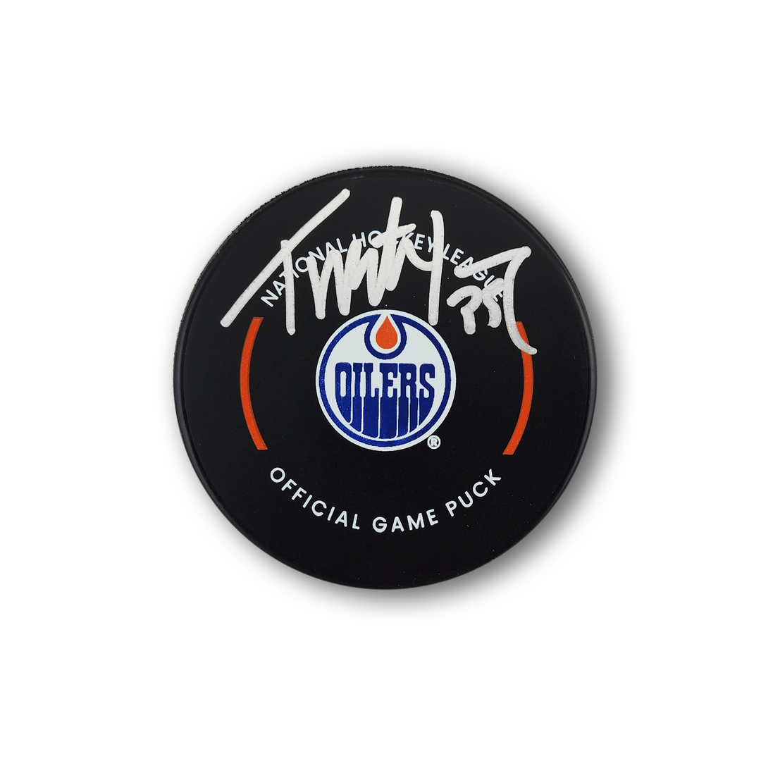 Tristan Jarry Autographed Edmonton Oilers Official Hockey Puck