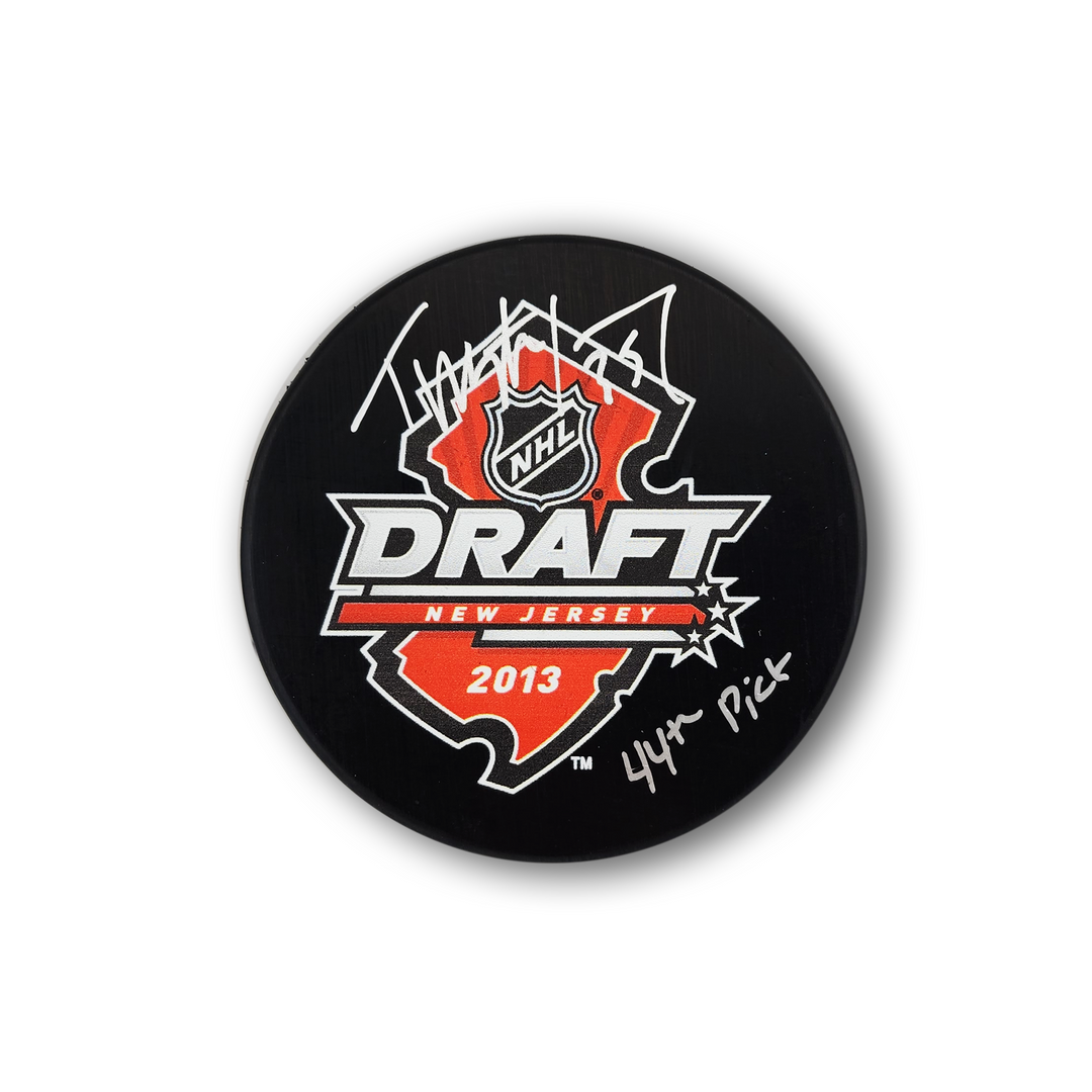 Tristan Jarry Autographed 2013 NHL Draft Hockey Puck Inscribed 44th Pick