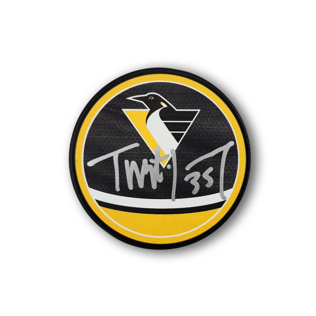 Tristan Jarry Autographed Pittsburgh Penguins Reverse Retro Hockey Puck