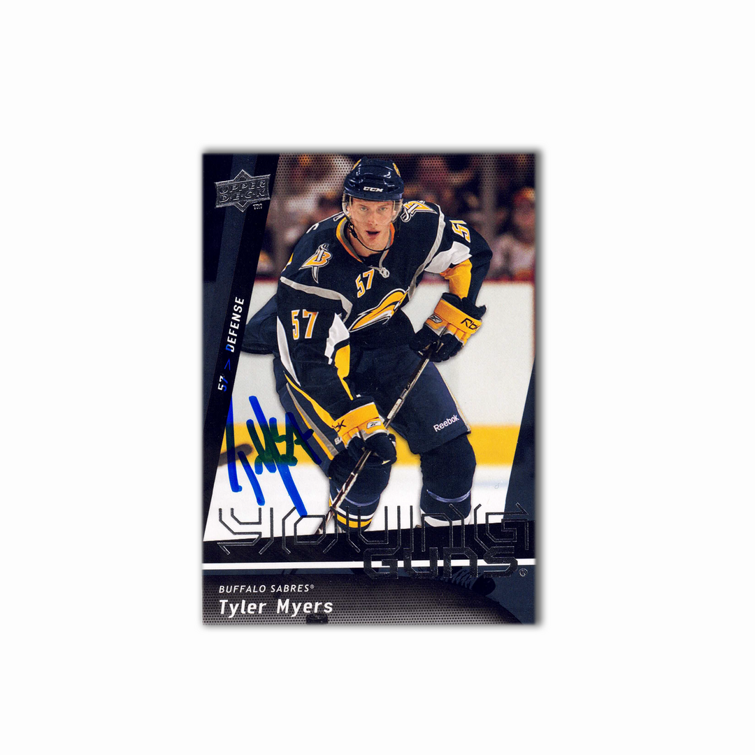 2009-10 UD Young Guns #214 TYLER MYERS Autographed Rookie Card