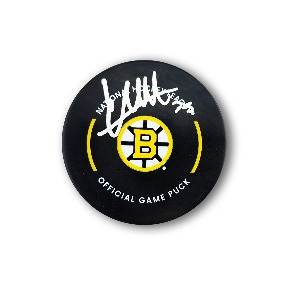 Linus Ullmark Autographed Boston Bruins Official Hockey Puck