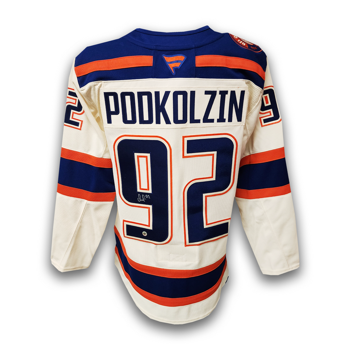 Vasily Podkolzin Autographed Edmonton Oilers Alternate Fanatics Premium Jersey