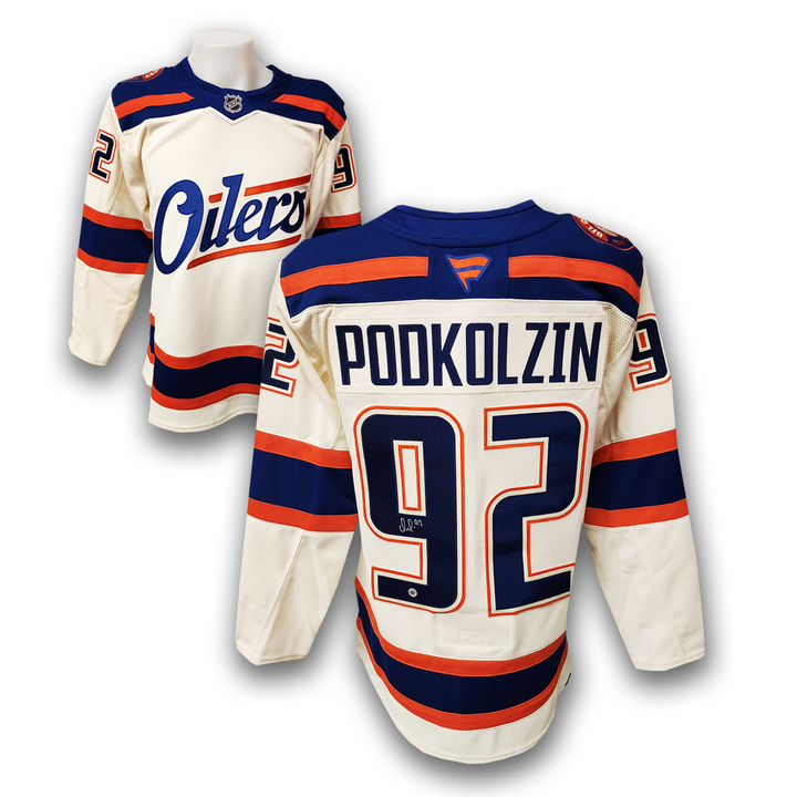 Vasily Podkolzin Autographed Edmonton Oilers Alternate Fanatics Premium Jersey