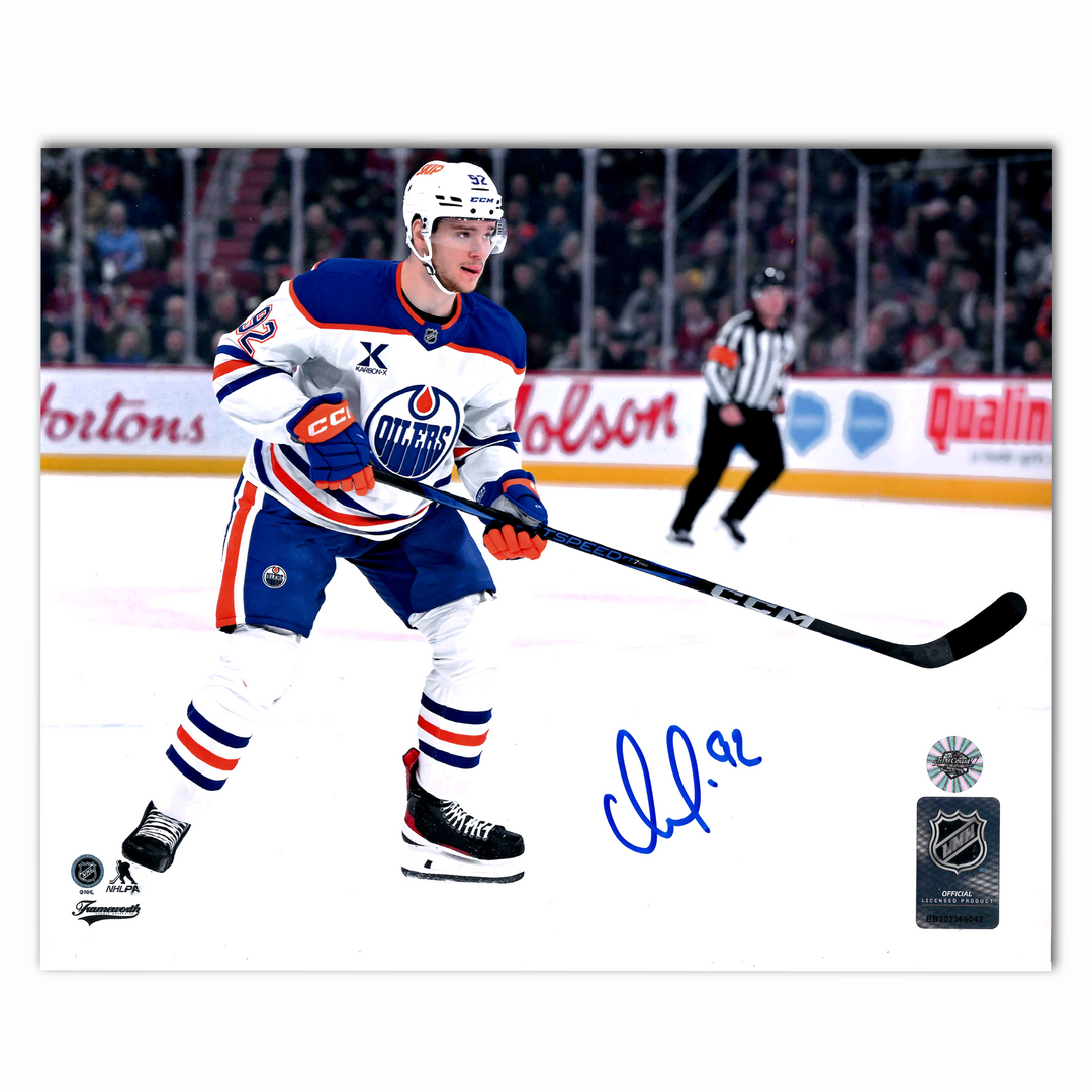 Vasily Podkolzin Autographed Edmonton Oilers Away Horizontal 8x10 Photo
