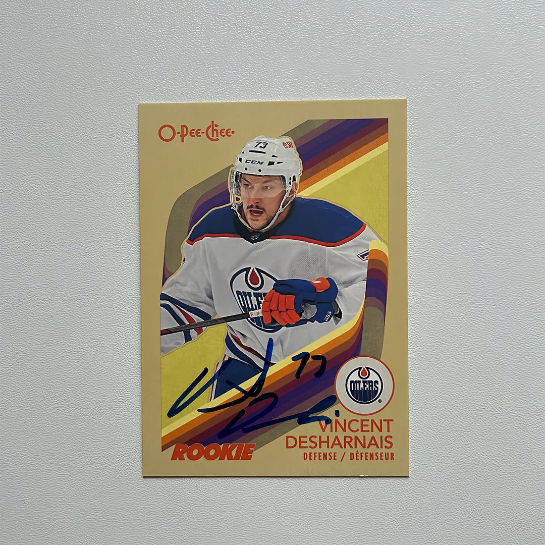 2023-24 OPC Retro Rookie #544 Autographed Vincent Desharnais Hockey Card