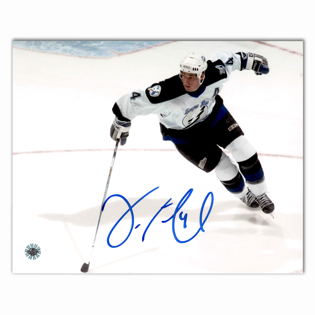 Vincent Lecavalier Autographed Tampa Bay Lightning Away Horizontal 8x10 Photo