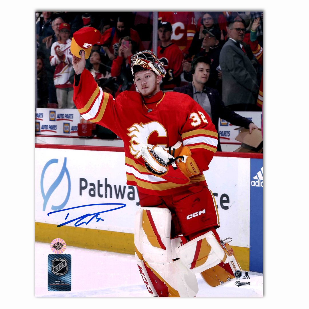 Dustin Wolf Autographed Calgary Flames NHL Debut 8x10 Photo