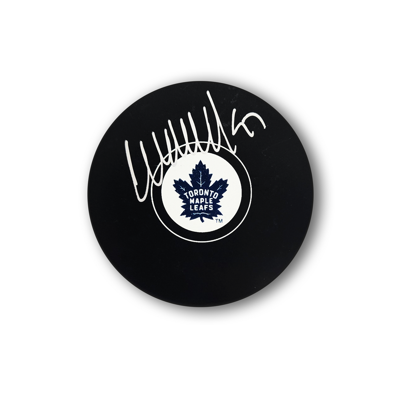 Wendal Clark Autographed Toronto Maple Leafs Hockey Puck