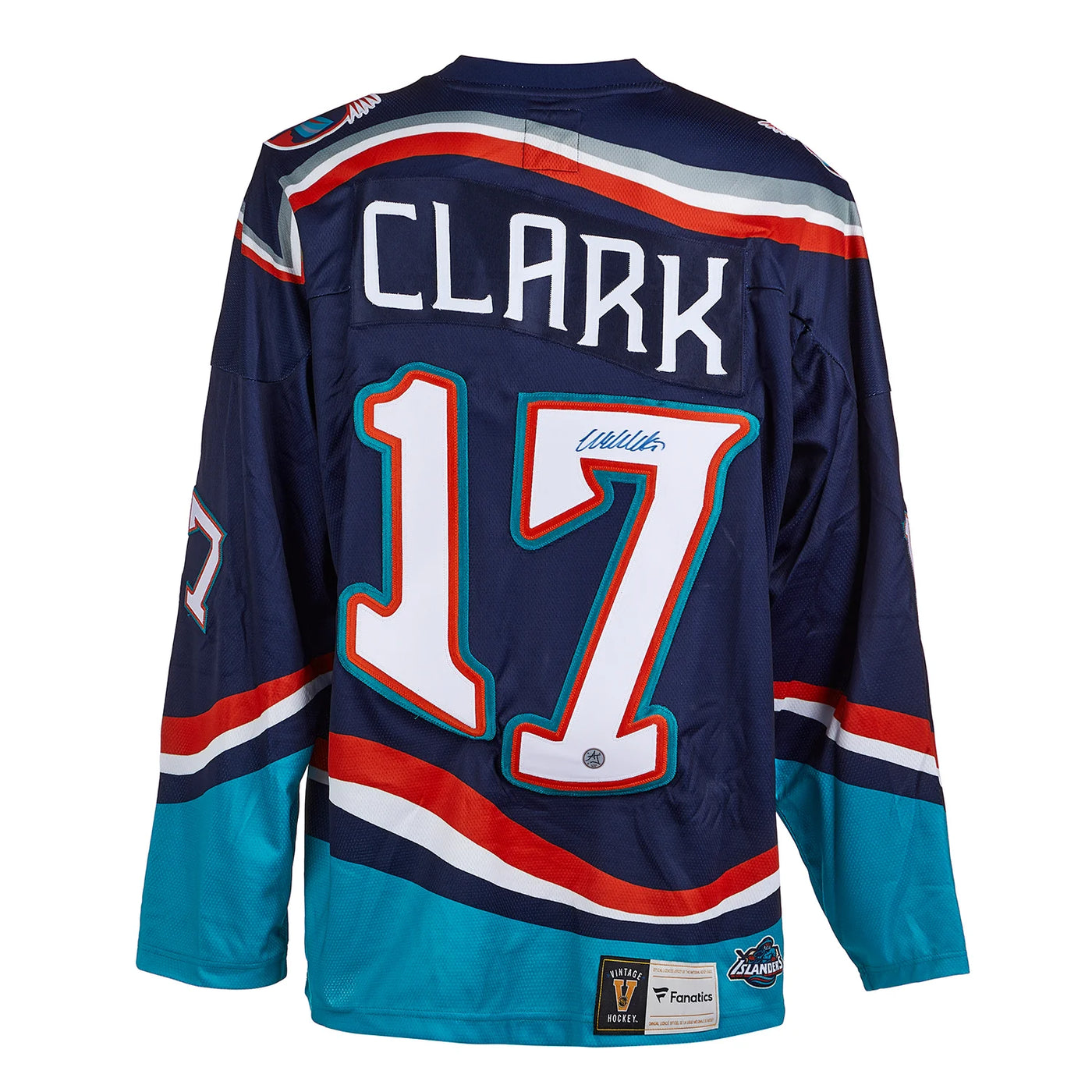 Wendel Clark Signed New York Islanders Fisherman Retro Fanatics Jersey
