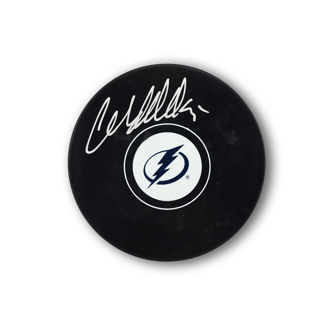 Wendel Clark Autographed Tampa Bay Lightning Hockey Puck