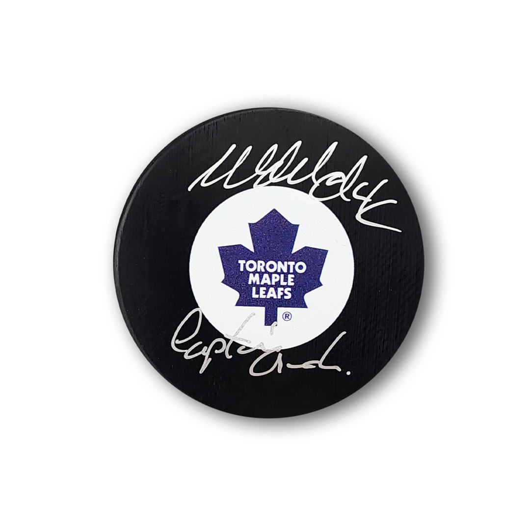 Wendel Clark Autographed Toronto Maple Leafs Hockey Puck Inscribed