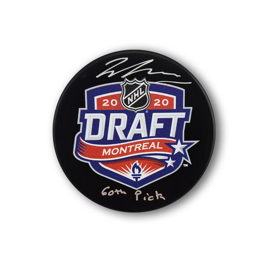 Will Cuylle Autographed 2020 NHL Draft Hockey Puck Inscribed 60th Pick
