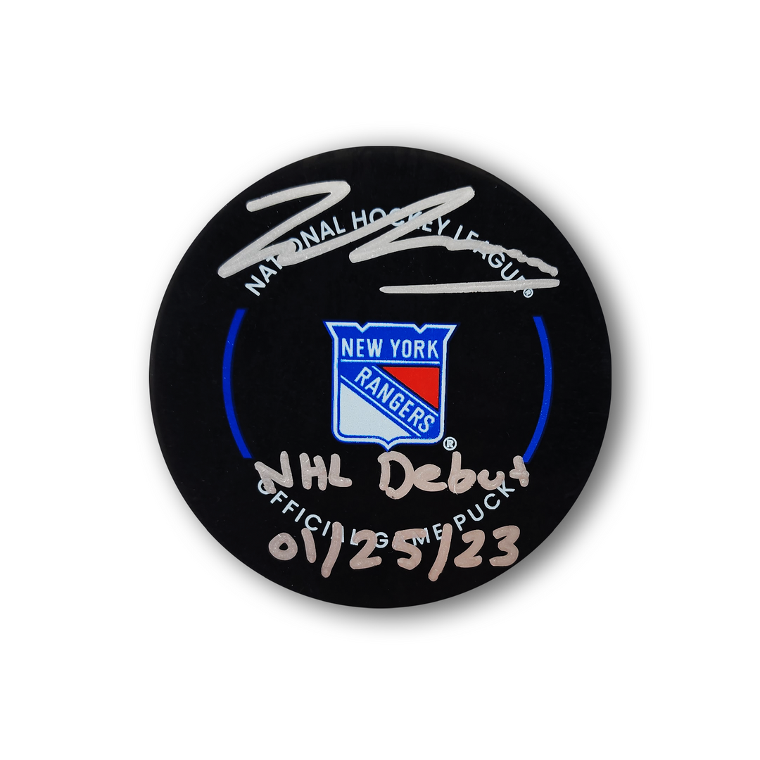 Will Cuylle Autographed New York Rangers Official Hockey Puck Inscribed NHL Debut
