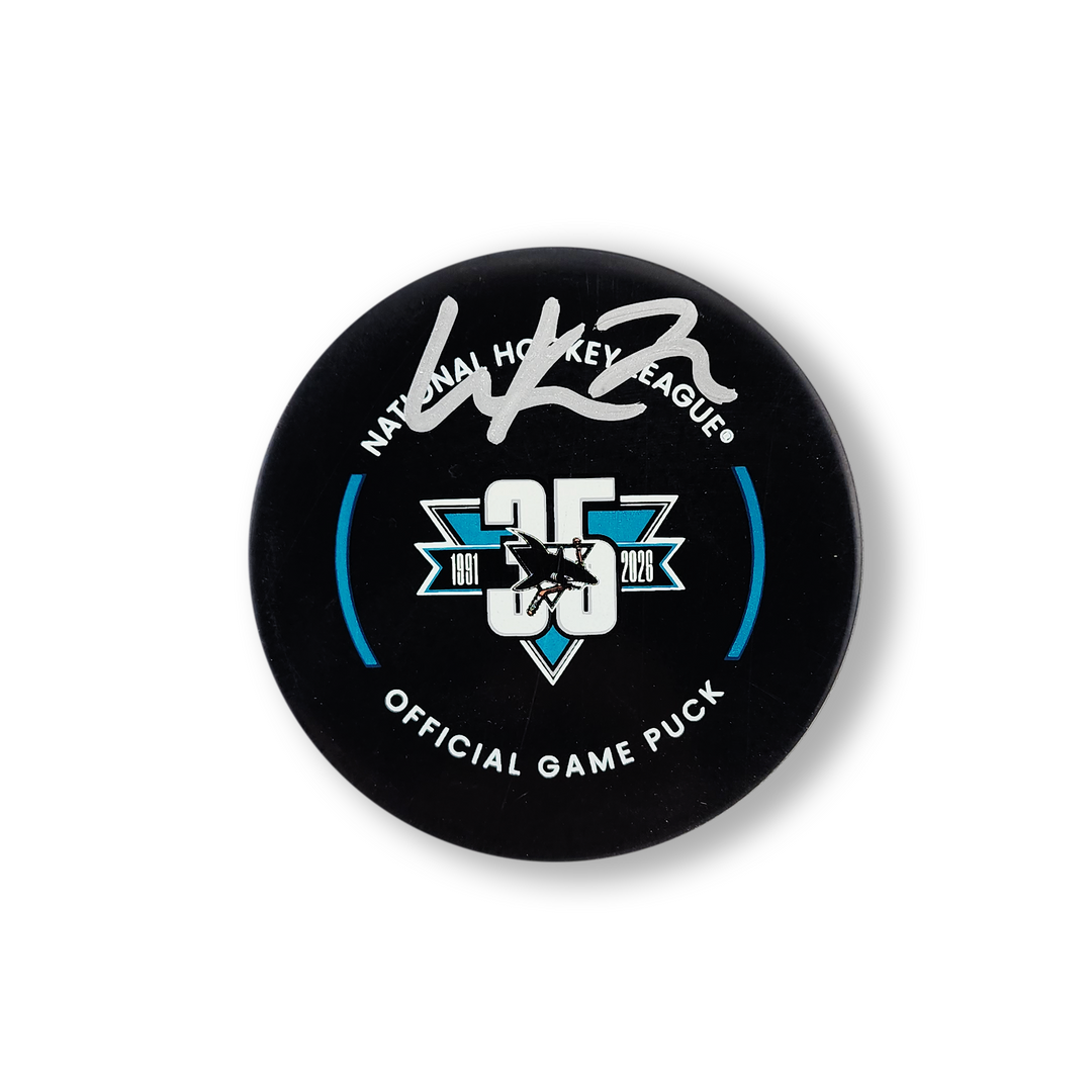 William Eklund Autographed San Jose Sharks Official 35th Year Hockey Puck