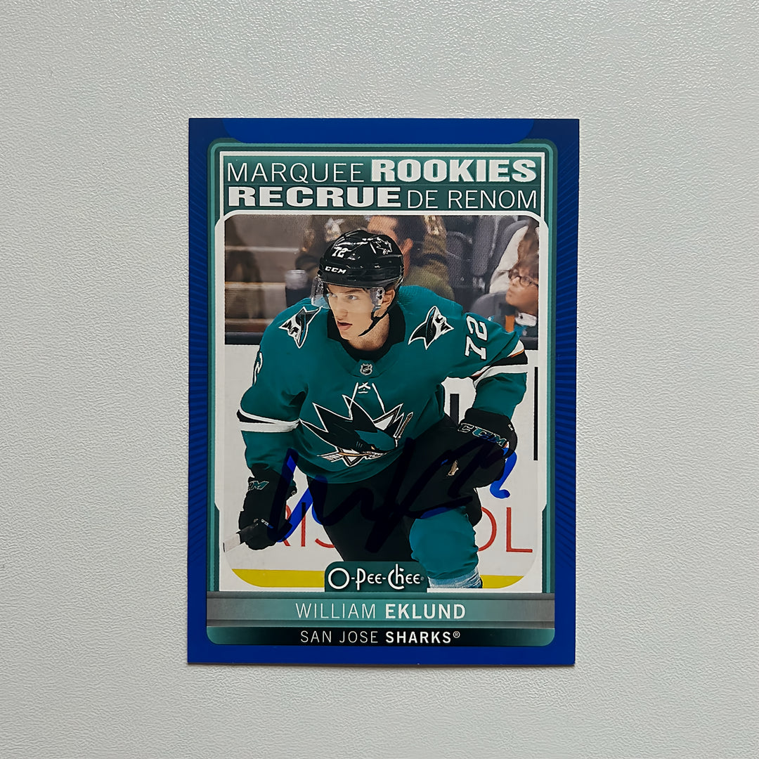 2021-22 OPC Marquee Blue #611 WILLIAM EKLUND Autographed Rookie Card