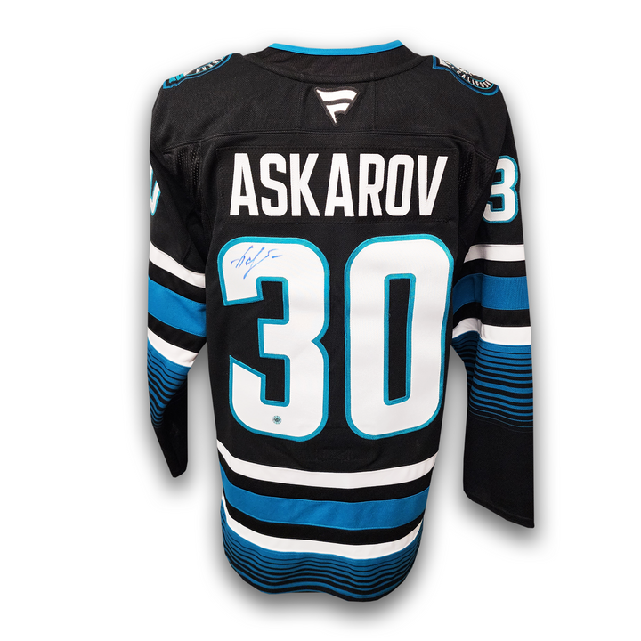 Yaroslav Askarov Autographed San Jose Sharks Alternate Fanatics Premium Jersey