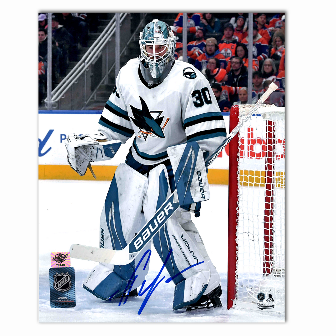 Yaroslav Askarov Autographed San Jose Sharks Away 8x10 Photo