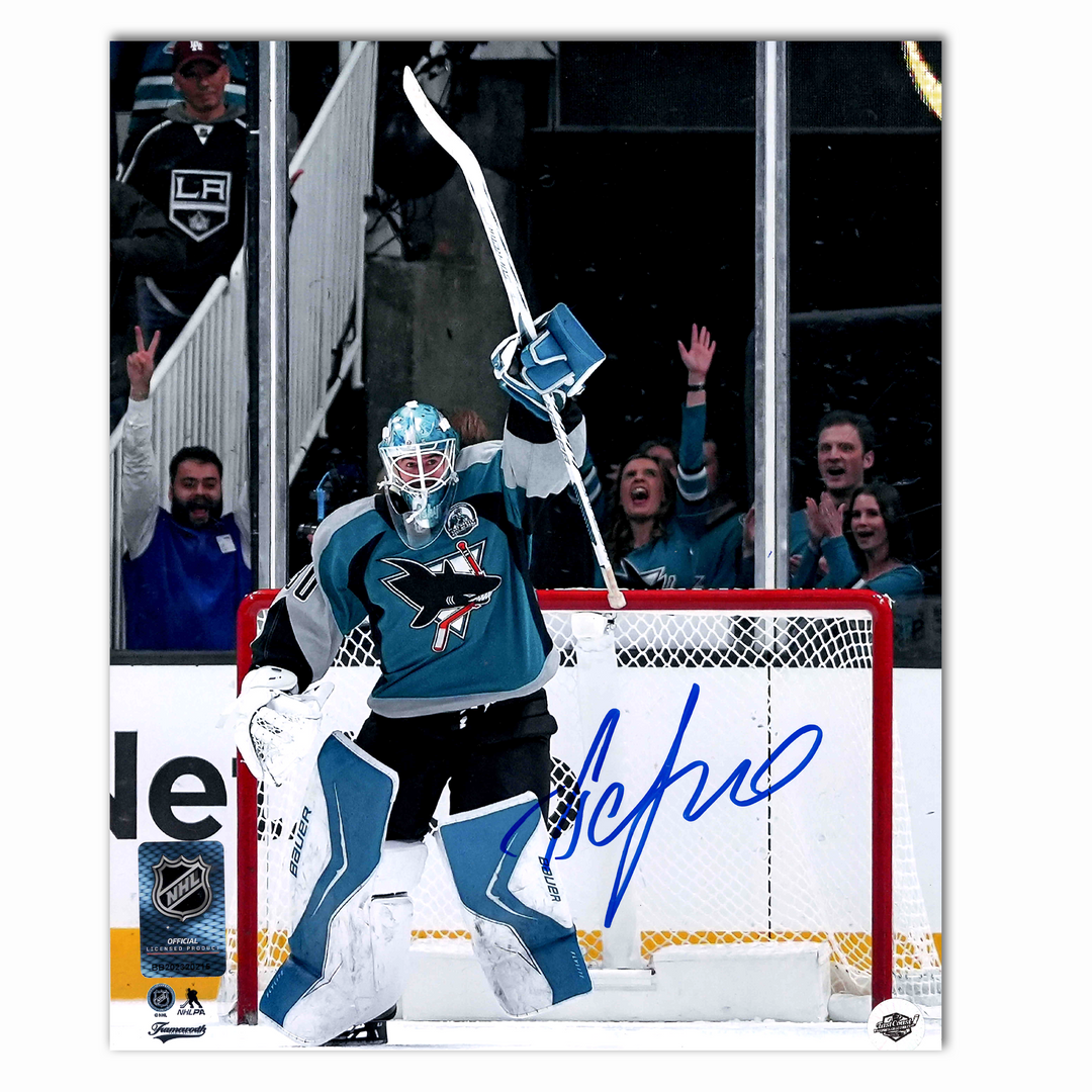Yaroslav Askarov Autographed San Jose Cheering 8x10 Photo