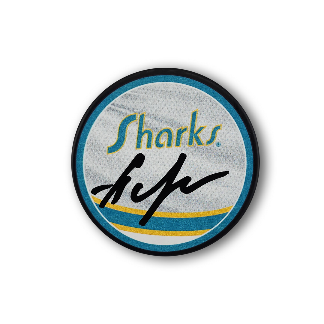 Yaroslav Askarov Autographed San Jose Sharks Reverse Retro Hockey Puck