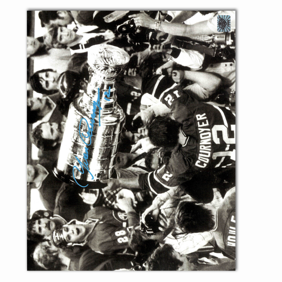 Yvan Cournoyer Autographed Montreal Canadiens Stanley Cup 8x10 Photo (B/W)