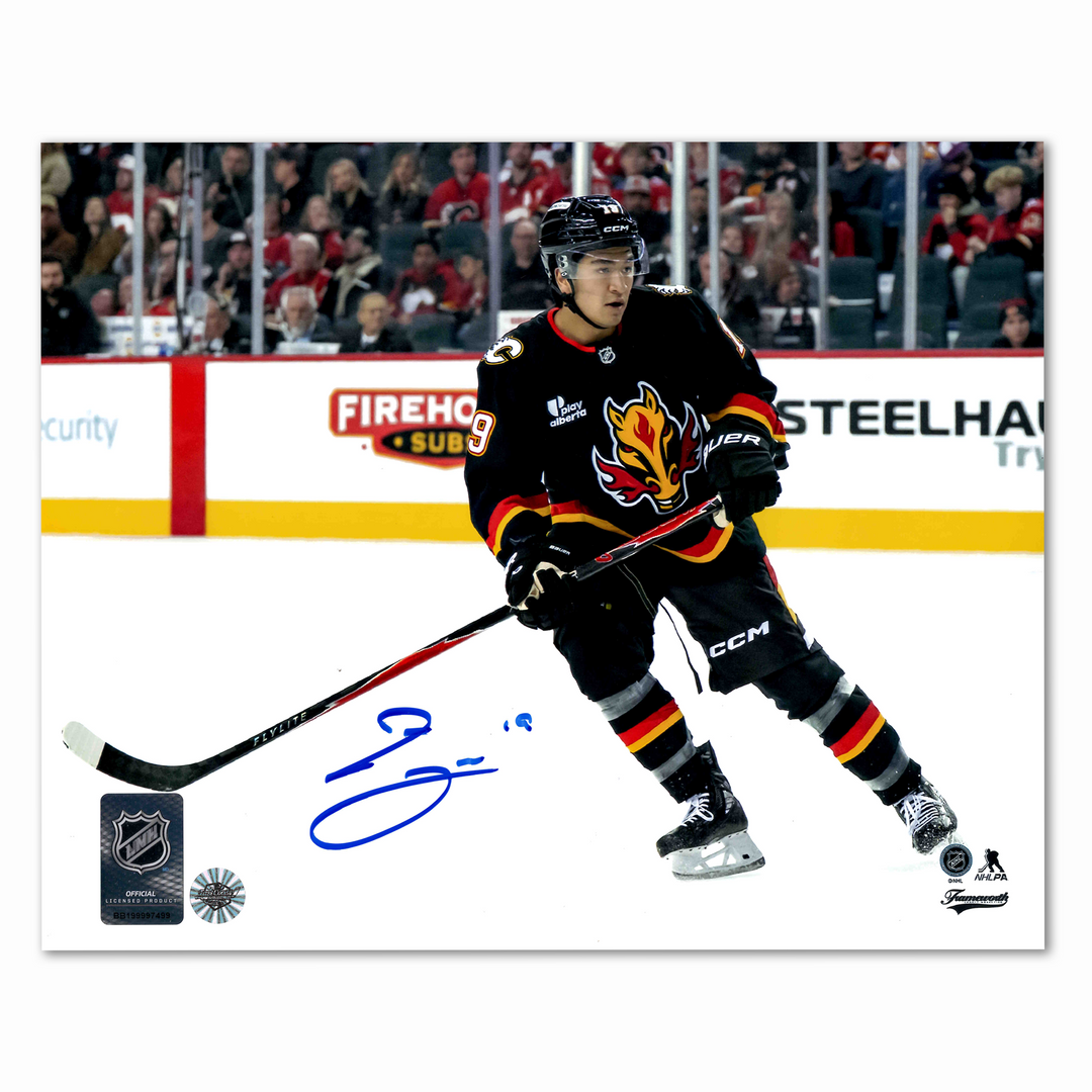 Zayne Parekh Autographed Calgary Flames Alternate 8x10 Horizontal Photo