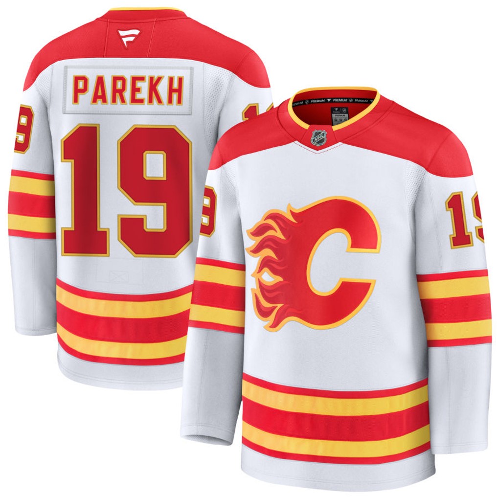 Pre-Order - Zayne Parekh Autographed Calgary Flames Away Fanatics Premium Jersey