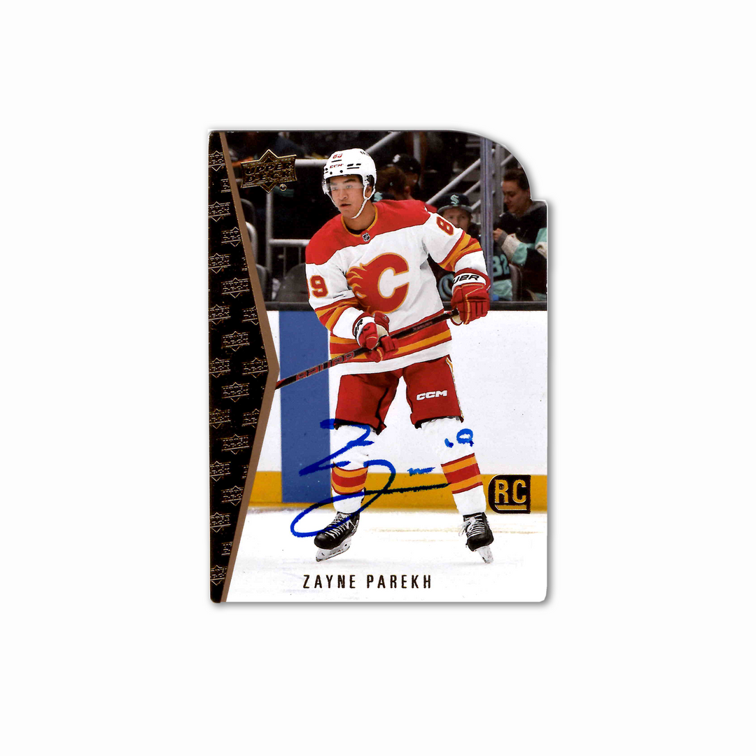 Zayne Parekh Autographed Calgary Flames UDA Die Cut RTD-5 Hockey Card
