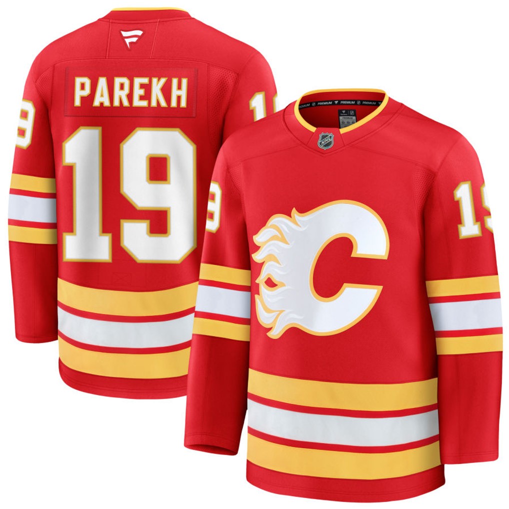 Pre-Order - Zayne Parekh Autographed Calgary Flames Home Fanatics Premium Jersey