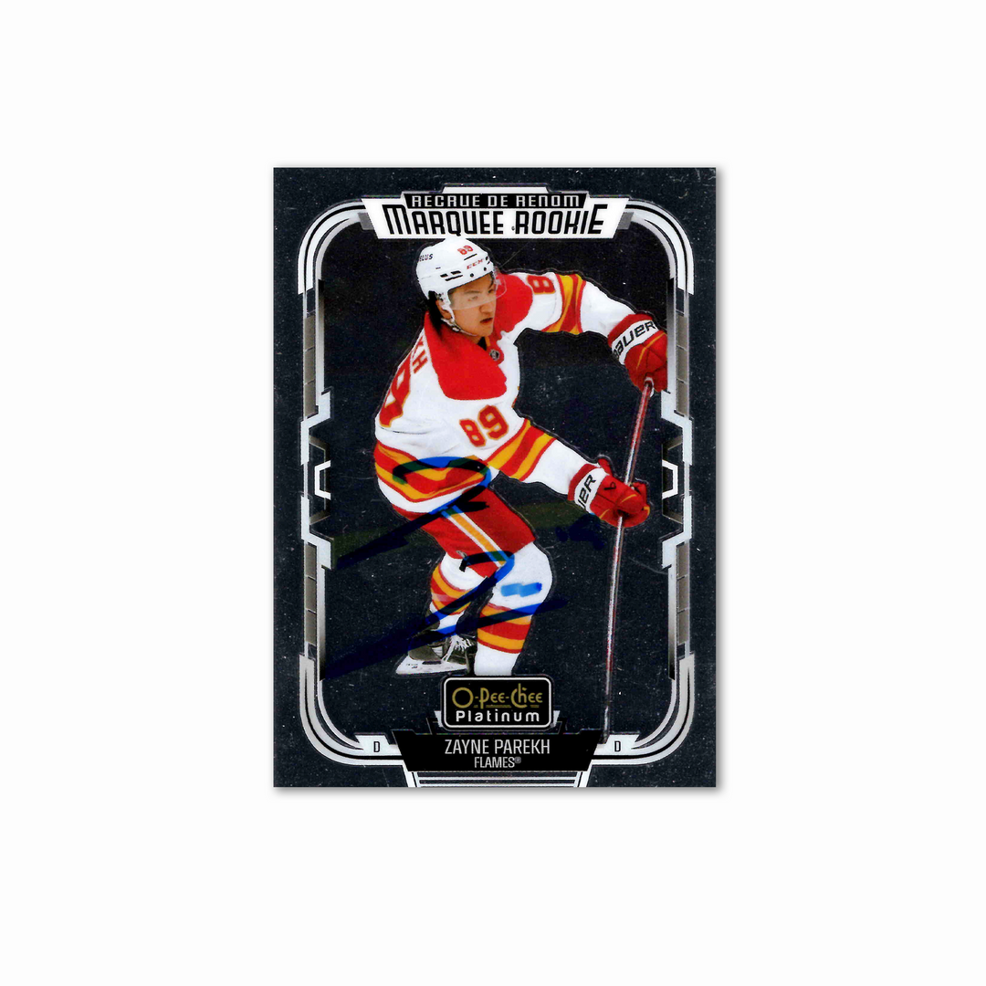 Zayne Parekh Autographed Calgary Flames OPC Platinum Marquee Rookie 