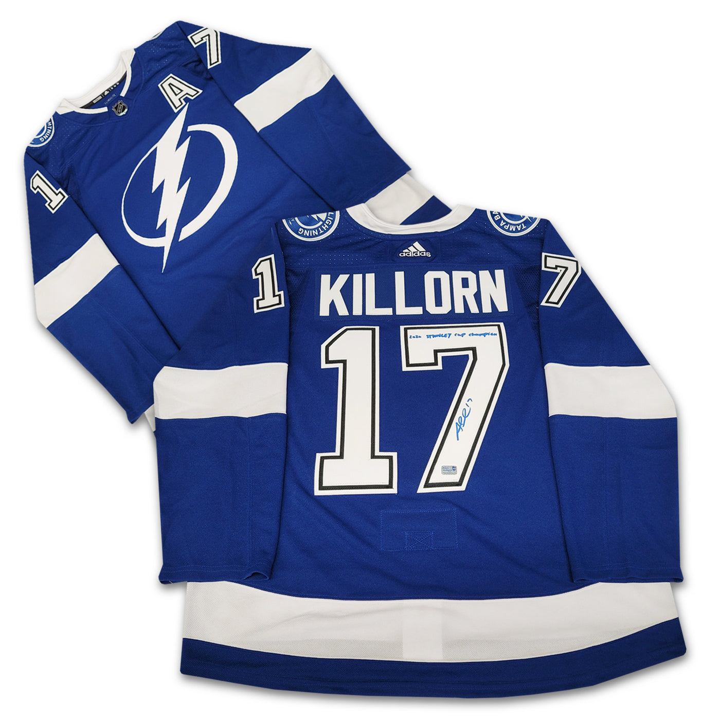 Alex Killorn Tampa Bay Lightning Adidas Jersey Inscribed 2020 Stanley Cup Champs