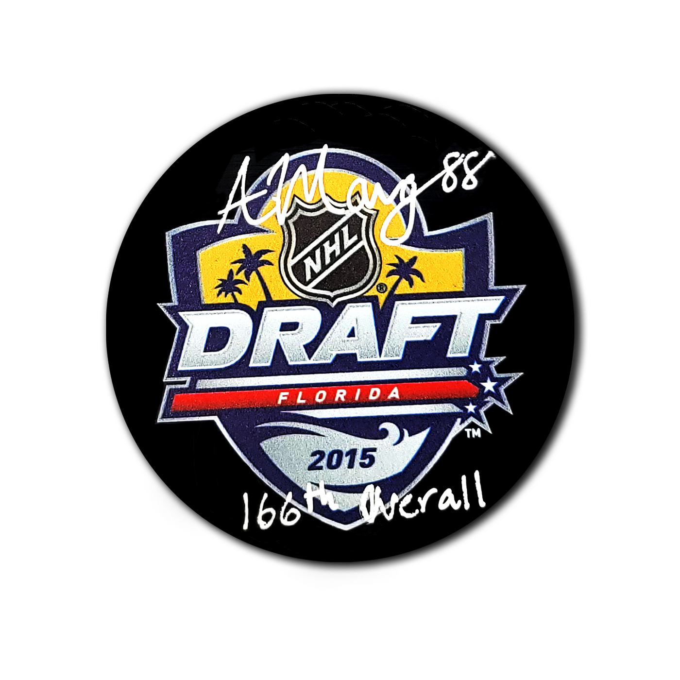 Andrew Mangiapane 2015 NHL Draft Hockey Puck Inscribed 166th Overall
