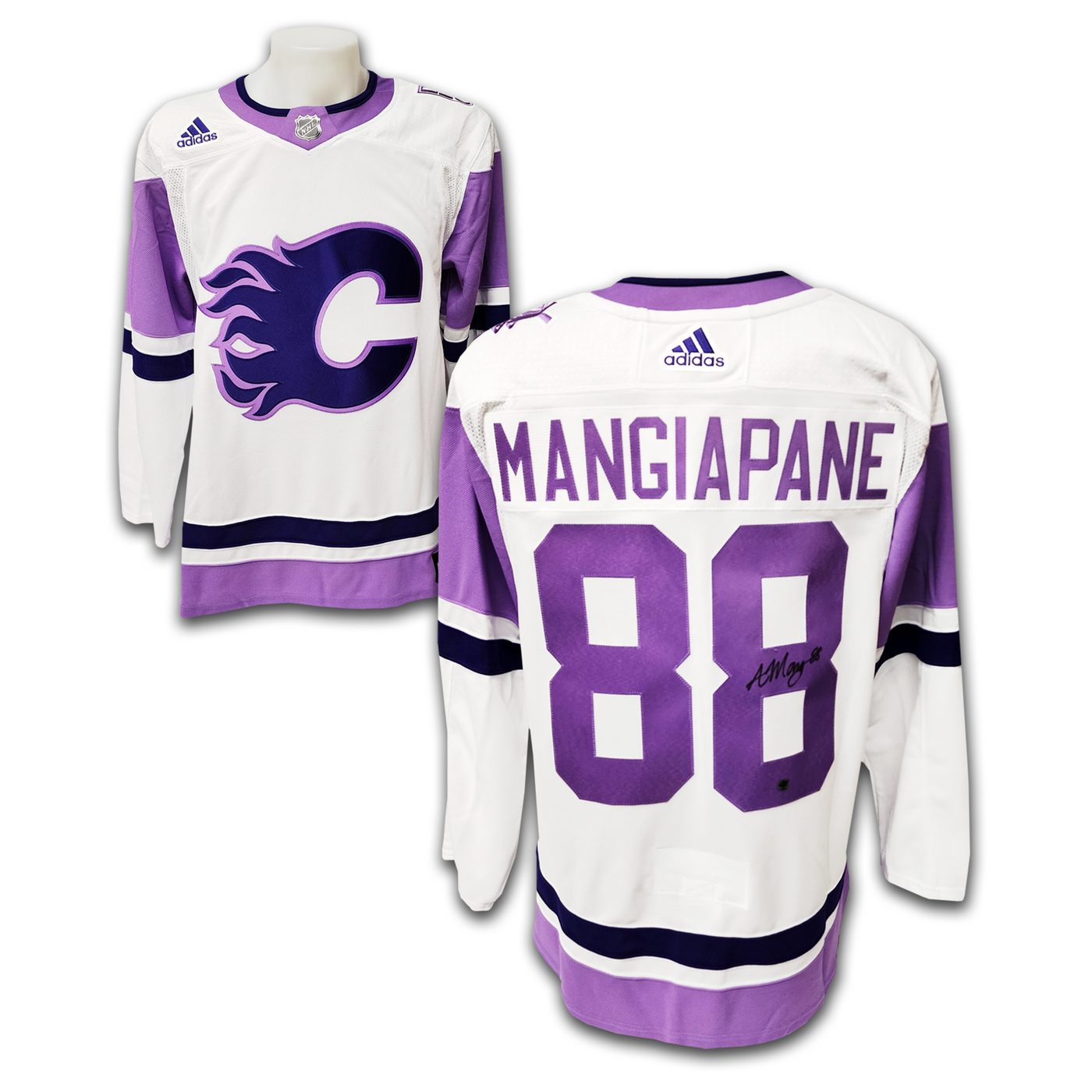 Andrew Mangiapane Calgary Flames 2022 Hockey Fights Cancer Adidas Jersey