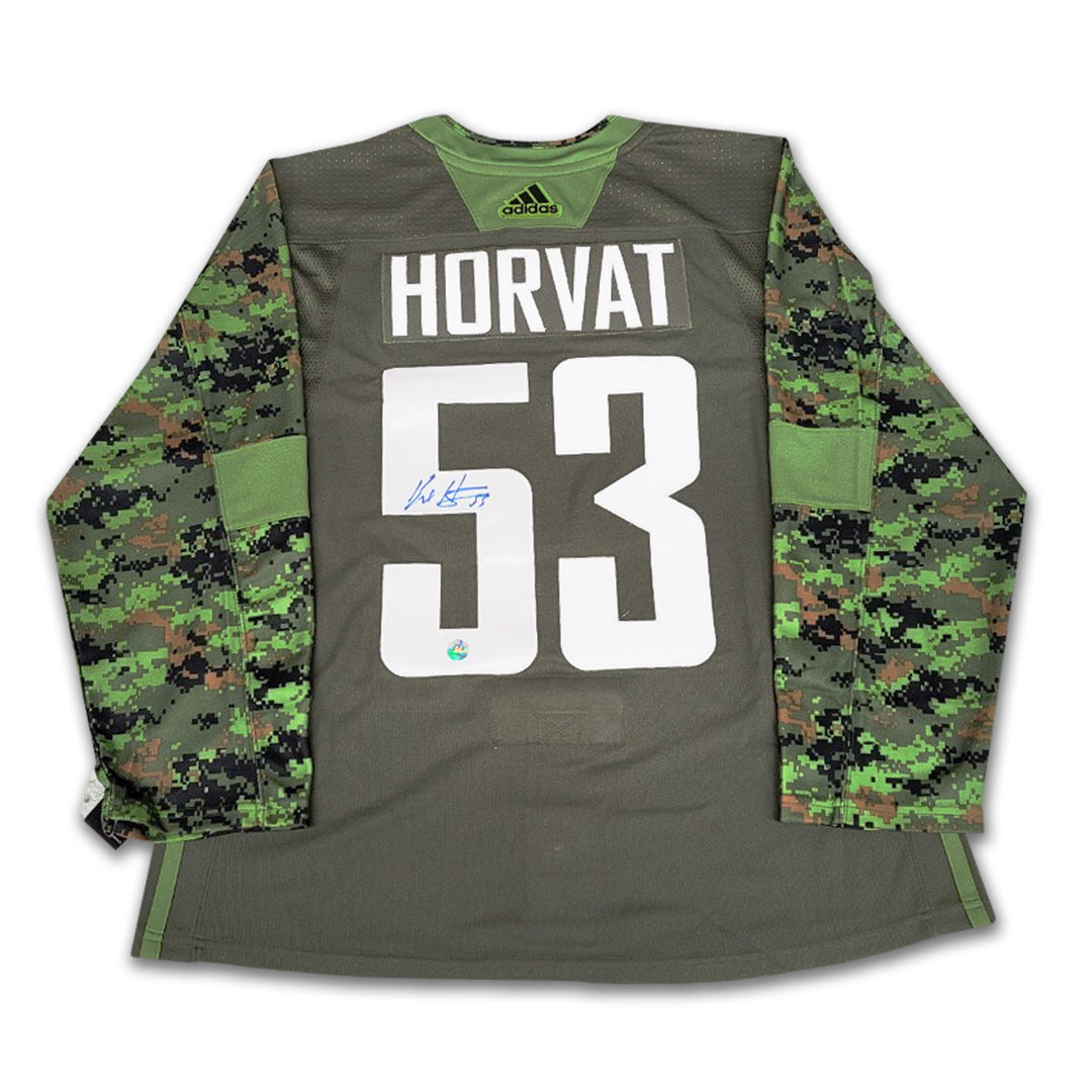 Bo Horvat Vancouver Canucks Military Appreciation Night Autographed Authentic Adidas Jersey