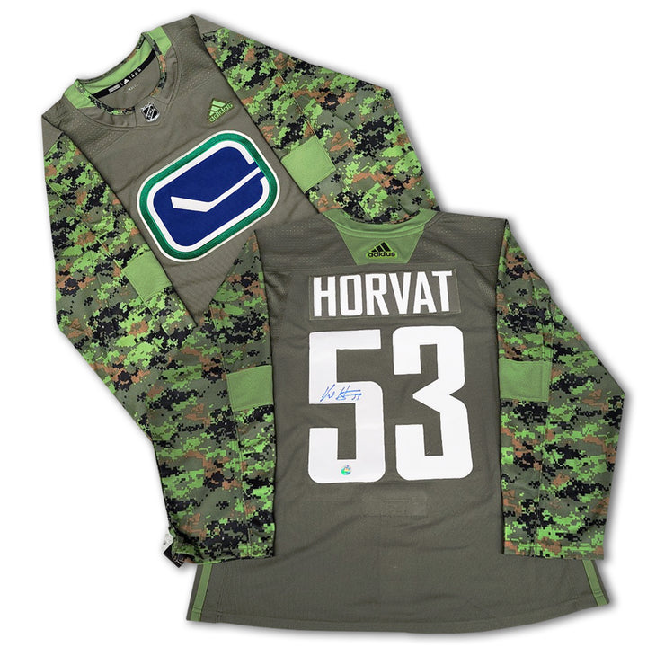 Bo Horvat Vancouver Canucks Military Appreciation Night Autographed Authentic Adidas Jersey