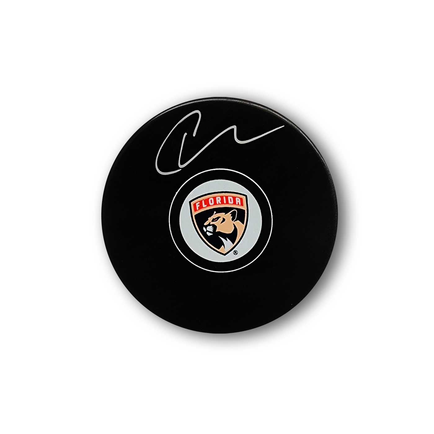 Carter Verhaeghe Autographed Florida Panthers Hockey Puck