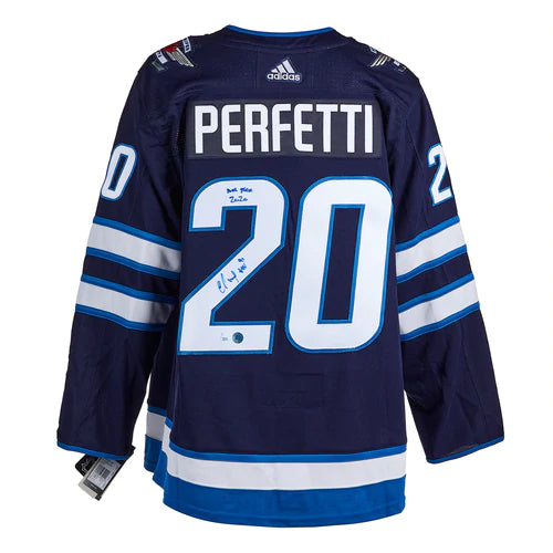 Cole Perfetti Winnipeg Jets Signed 2020 Draft Day Adidas Jersey #/20